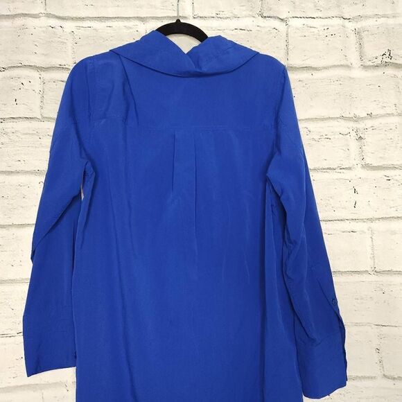 Soft Surroundings Loretta Shirt Solid Blue Button Zip Tunic Women's Large - Picture 9 of 11